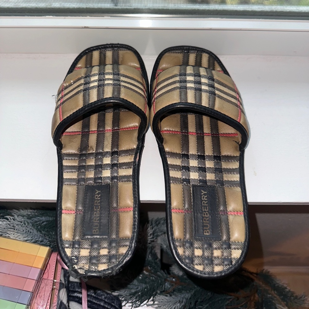 Burberry Checked Open-Toe Slides